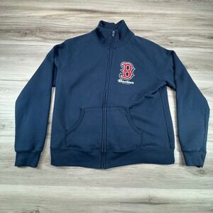 Y2K Rhinestone Boston‎ Red Sox Zip Up Hoodie Campus Lifestyle Retro MLB Navy L